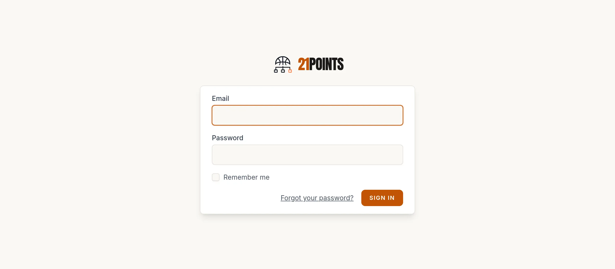 Panel login screen: email, password, Remember me and the Log in button.